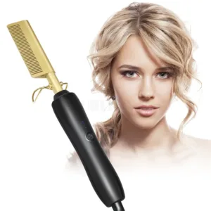 Professional 2 in 1 Hair Straightener Electric Hair Comb Straightener Hair Curling Iron Women Straightening Brush Stying Tool