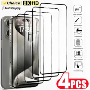 4Pcs Tempered Glass for IPhone 16 15 14 13 12 11 Pro Max 12 13 Mini Screen Protector for IPhone X XR XS Max SE Protective Glass
